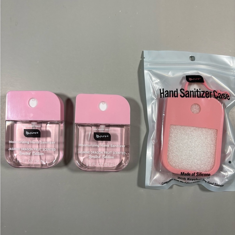 B-Pure Jasmine Dragon Fruit Hand Sanitizer Lot of 2 plus Carry Case